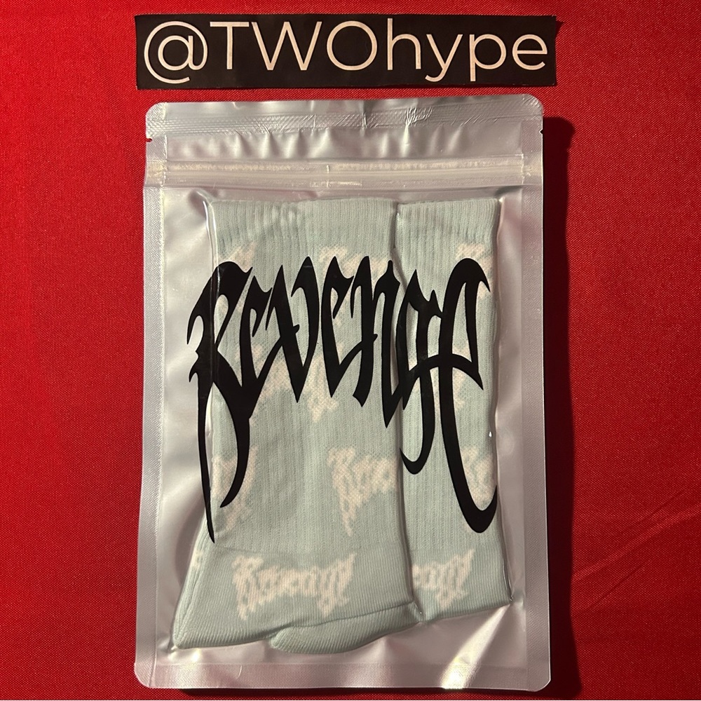Revenge ‘Baby Blue All Over Logo’ Socks